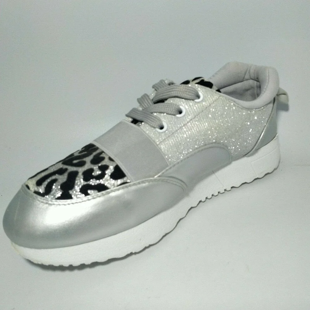 Twisted Slip in & Step Out Glitter Silver / Black Ladies Shoe Size 7.5